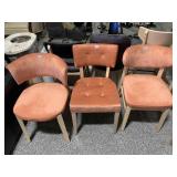 3 New Peach Color Armless Chairs - Blonde Wood