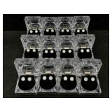 12 Nib Sterling Earrings In Clear Boxes