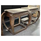 Pair Stone Top Side Tables - Tops come off
