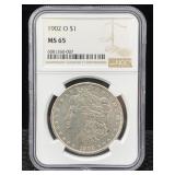 1902-o  Silver Morgan Dollar, Ngc Ms65