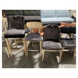 4 New Grey Armless Chairs Wood Base