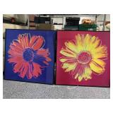 Pair Framed Andy Warhol Prints on Board - Daisy -