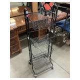 Metal rolling rack w/4 baskets, Approx 48in tall