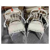 Pair Small Metal Patio Armchairs with Cushions
