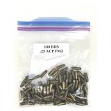 100 Rounds 25 ACP Ammo FMJ