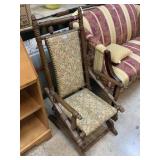 Vtg wood rocking chair with studded accents and
