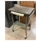 Rolling metal table with drop leaf, Approx