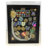 Military Medals and more in Display Case
