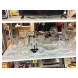 Assorted Glassware, Plates, Glasses, Candle