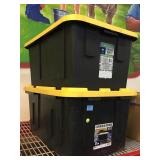 2 heavy duty storage bins with lids.