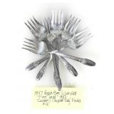 6 Rogers Bros plated desert forks.