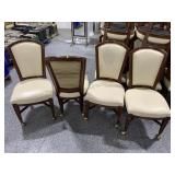 4 Armless Chairs with Wheels - Cream Upholstery -