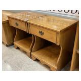Pair Vtg Wood Side Tables with Drawers