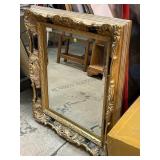 Approx. 30x32 in Black/Gold Framed Wall Mirror