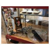Assorted household decor. Large glassware.