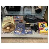 Uniden CB radio, Catchers glove and ball, all in