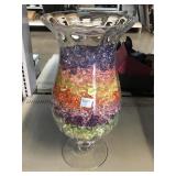 20 inch tall Glass Vase w/Decorative Plastic
