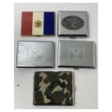5 cigarette tins.
