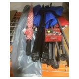 3 Folding chairs, umbrella and more.