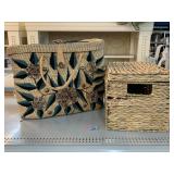 2 Vtg Straw Baskets.