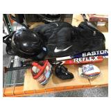 Nike sports bag with contents. Bats, Rawlings