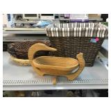 Wicker baskets w/fruit basket, 17x13x11in