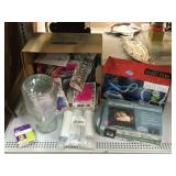 Glass mannequin head, kids hair ties in boxes