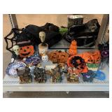 Assorted Halloween Decor. Statues, Plates, Vtg
