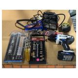 Husky Work light, hart drill, wrenches, spark