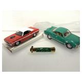 Pocket knife and die cast model cars.