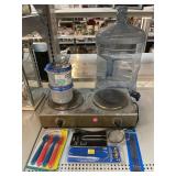 Dual burner electric portable stove top w/water