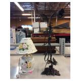 Vintage Porcelain Lamp & Withered Rose Light
