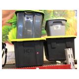 4 storage bins with lids.