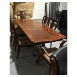 Wood dining table w/6 chairs, 76x38x29in