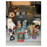 Assorted Christmas Decor. Nutcrackers, Plushes,