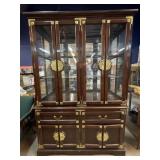 Asian style hutch w/metal accents, glass shelves,