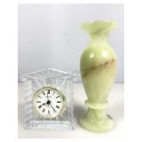 Onyx vase 8 in tall & cut glass desk clock