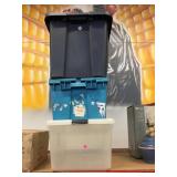 3 assorted storage bins with lids
