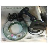 Green Lee fish tape w/Black & Decker drill and