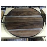 2 NIB Villa Acacia wood tray with metal trim and