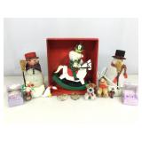 NIB Christmas decor lights, wooden rocking