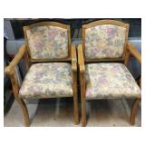 2 matching armchairs with floral upholstery