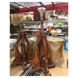 2 stained Wood lamps with shades