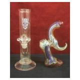 Glass water pipe & small glass water bong w/ pull