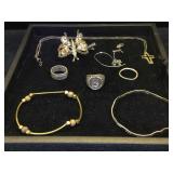 Sterling assortment, bangle bracelets, rings,