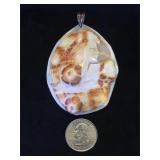 Sterling clasp, Carved shell cameo pendant