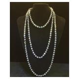 Sterling clasp & Black Pearl necklace, 80
