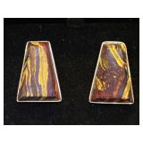 Sterling & Snakeskin Jasper earrings, by Jay
