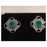Sterling earrings w/ green gemstone
