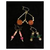 3- pairs of Southwest style earrings